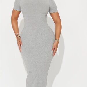 Fashion Nova PINK snatched maxi (grey dress for full picture)